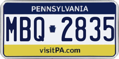PA license plate MBQ2835