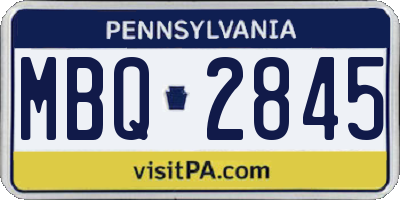 PA license plate MBQ2845
