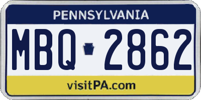 PA license plate MBQ2862