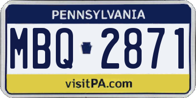 PA license plate MBQ2871