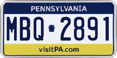 PA license plate MBQ2891