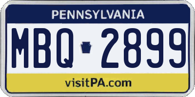 PA license plate MBQ2899