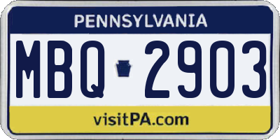 PA license plate MBQ2903