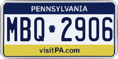 PA license plate MBQ2906