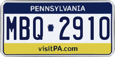 PA license plate MBQ2910