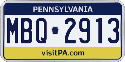 PA license plate MBQ2913