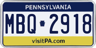 PA license plate MBQ2918