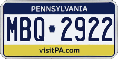 PA license plate MBQ2922