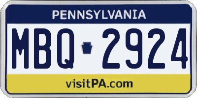 PA license plate MBQ2924