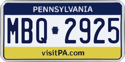 PA license plate MBQ2925