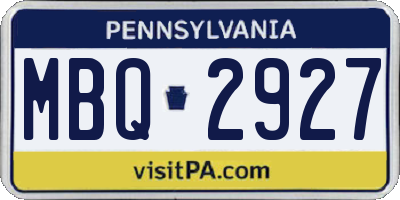 PA license plate MBQ2927