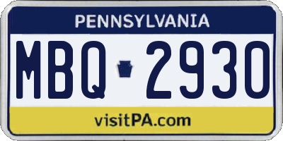 PA license plate MBQ2930