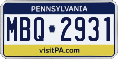 PA license plate MBQ2931