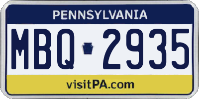 PA license plate MBQ2935