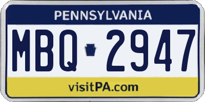 PA license plate MBQ2947