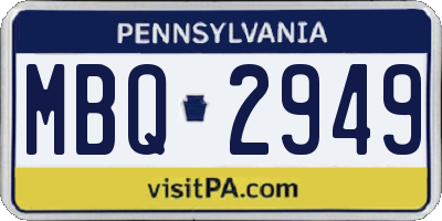 PA license plate MBQ2949