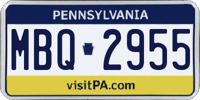 PA license plate MBQ2955