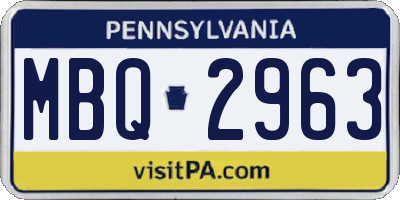 PA license plate MBQ2963
