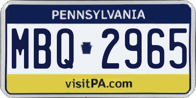 PA license plate MBQ2965