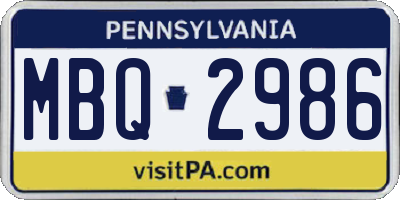 PA license plate MBQ2986