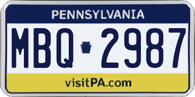 PA license plate MBQ2987