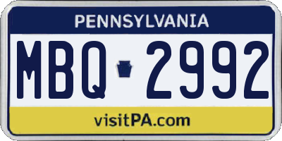 PA license plate MBQ2992