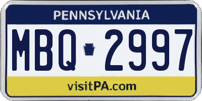 PA license plate MBQ2997