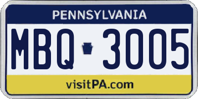 PA license plate MBQ3005