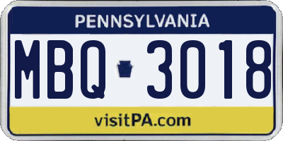 PA license plate MBQ3018