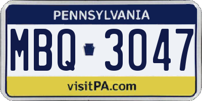 PA license plate MBQ3047