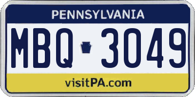PA license plate MBQ3049