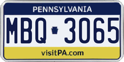 PA license plate MBQ3065