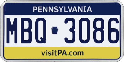 PA license plate MBQ3086