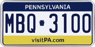 PA license plate MBQ3100