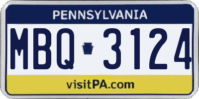 PA license plate MBQ3124