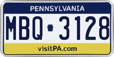 PA license plate MBQ3128