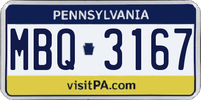 PA license plate MBQ3167