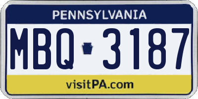 PA license plate MBQ3187
