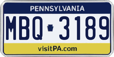 PA license plate MBQ3189