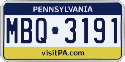 PA license plate MBQ3191