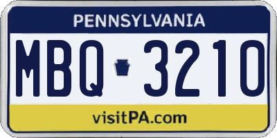 PA license plate MBQ3210