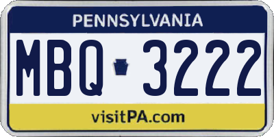 PA license plate MBQ3222