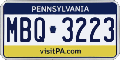 PA license plate MBQ3223