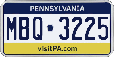 PA license plate MBQ3225