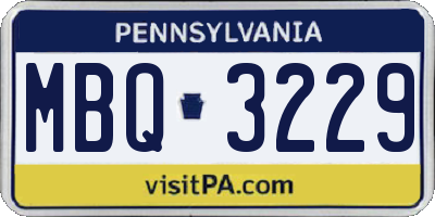 PA license plate MBQ3229