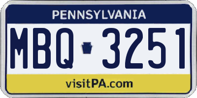 PA license plate MBQ3251