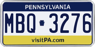 PA license plate MBQ3276