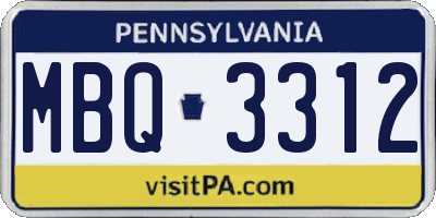 PA license plate MBQ3312