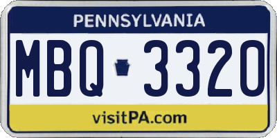 PA license plate MBQ3320