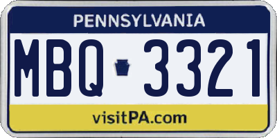 PA license plate MBQ3321